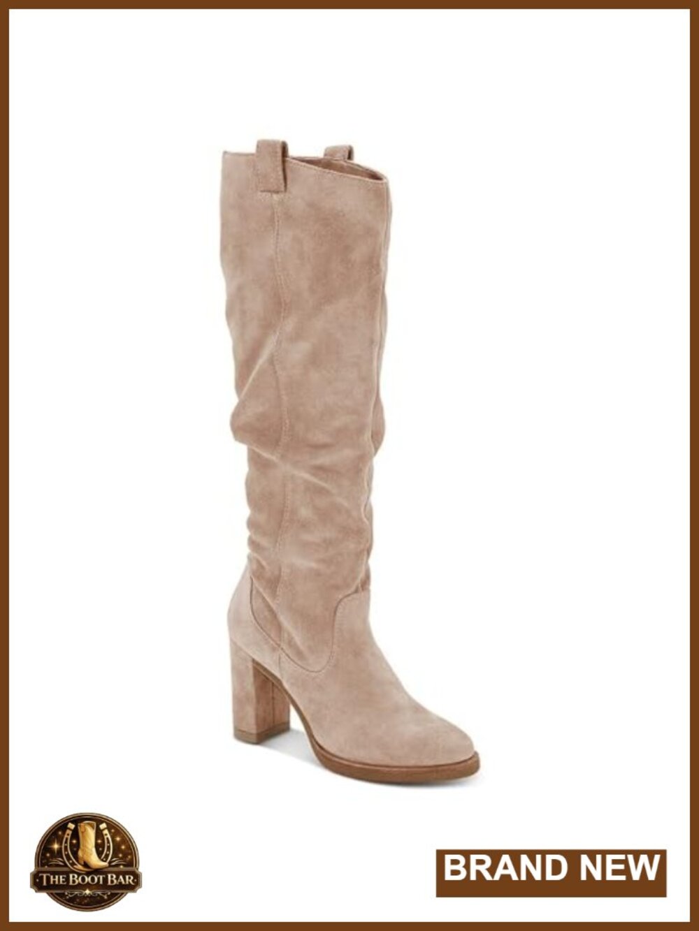 Women's Knee High Boots Chunky Block Heel Faux Suede Wide Calf Side Zip